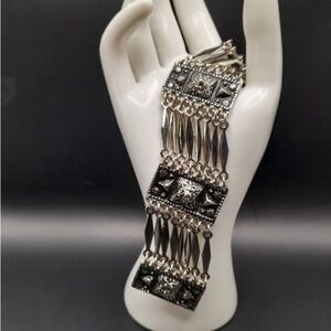 Wow! STERLING 925 Silver VINTAGE & RARE TAXCO STAMPED Statement Bracelet